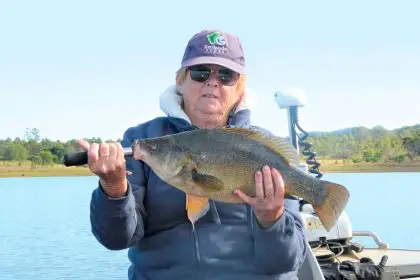 BIG CATCH: Joy Hughes with a 50cm yellow belly that was later released.
