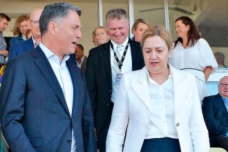 LEADERS: Deputy PM Richard Marles with Premier Annastacia Palaszczuk.