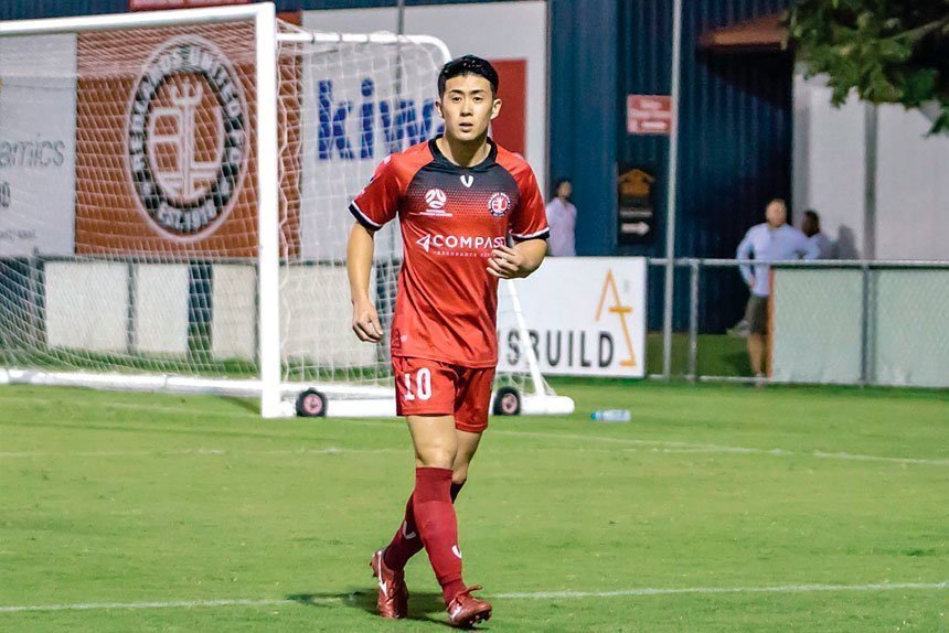 STRONG SHOWING: Redlands’ Ryo Emoto set up the Red Devils’ penalty when he was brought down in the box by the keeper. PHOTO: RAY GARDNER