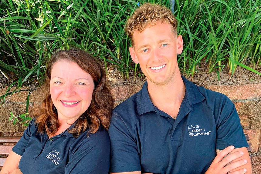 TEAM EFFORT: Leigh Mason of Birkdale with Bondi Rescue star Trent ‘Maxi’ Maxwell.