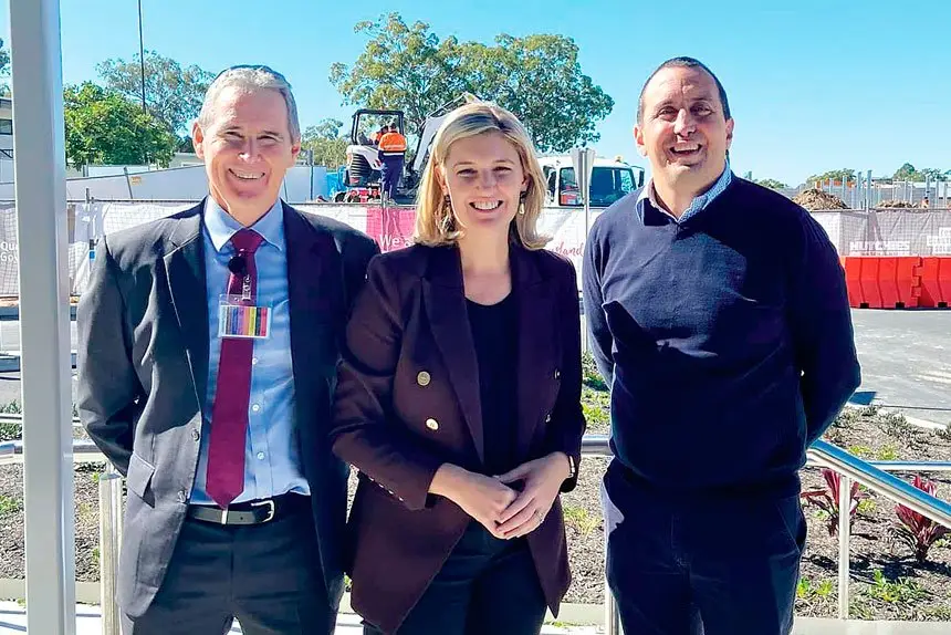 EXPANSION: Capalaba MP Don Brown (right) with Health Minister Shannon Fentiman and a representative at Redland Hospital. Photo: supplied