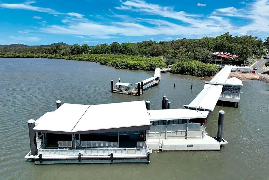 GROWING COMMUNITY: An aerial view of Russell Island and the new ferry terminal. Photo: Redland City Council