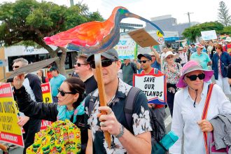 PROTEST: Opponents to the Toondah Harbour development walk the streets of Cleveland during May’s Walk for Toondah rally. Photo: supplied