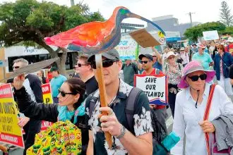 PROTEST: Opponents to the Toondah Harbour development walk the streets of Cleveland during May’s Walk for Toondah rally. Photo: supplied