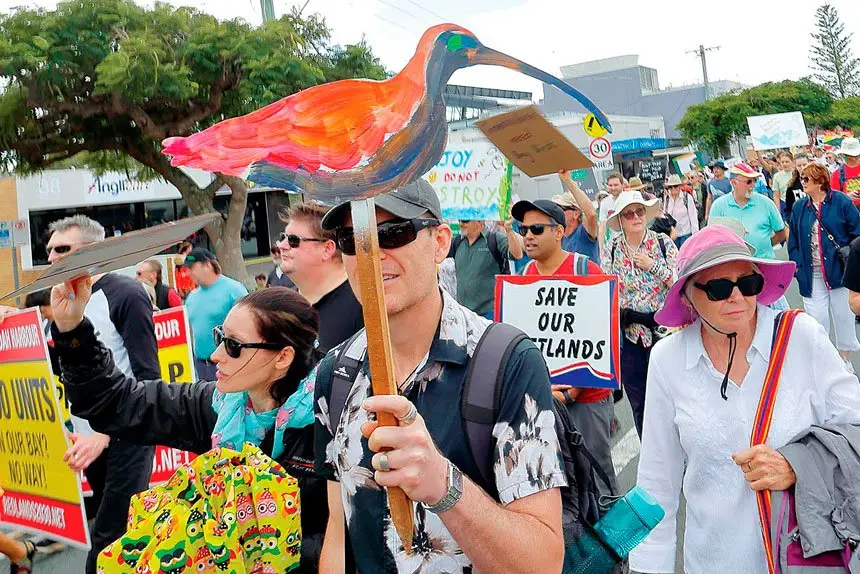 PROTEST: Opponents to the Toondah Harbour development walk the streets of Cleveland during May’s Walk for Toondah rally. Photo: supplied