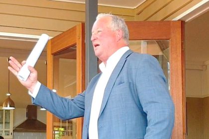 ALL DONE AND SILENT: Leading Southeast Queensland auctioneer, Richard Keeley, finishes another auction with a sale.