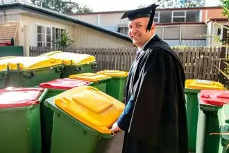 CAREER SWITCH: Deacon Johnston has traded in his job as a garbo to pursue a career in law.