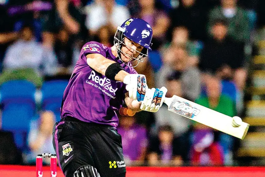 TALENT: D’Arcy Short goes big during a BBL game for the Hobart Hurricanes. Photo: Linda Higginson/AAP Images