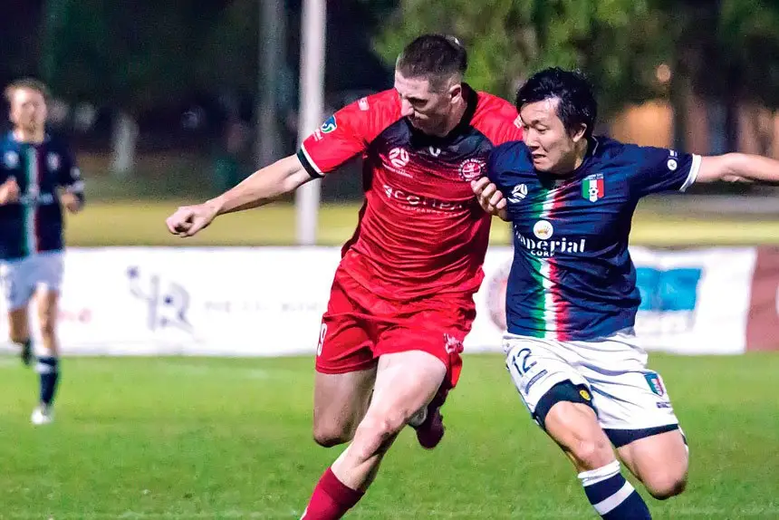 HARD YARDS: Peter Klaassen scored the Red Devils’ first goal in a man of the match performance.