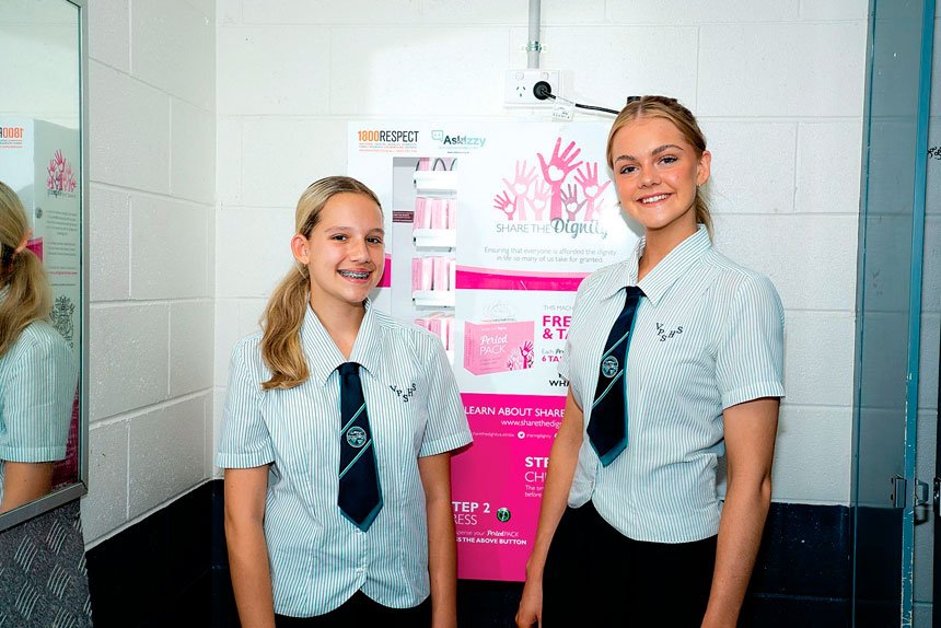 SUPPORT: Victoria Point State High School students with a Dignity Vending Machine installed on campus.