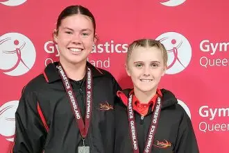 TOP PERFORMANCE: Bella Malcolm and Ella Brushe finished silver medalists in Synchronised Trampoline.