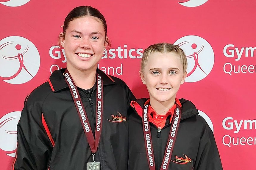 TOP PERFORMANCE: Bella Malcolm and Ella Brushe finished silver medalists in Synchronised Trampoline.
