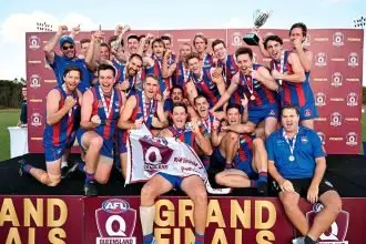 CHAMPIONS: Alexandra Hills AFC have clinched the 2023 QFA Division 2 North flag with a 49-40 win over Kenmore Bears.