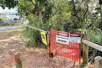 DAMAGE: Repair works have begun at the site of a land slip which took place in 2022 at Wellington Point and forced the closure of a walking track. Photo: Redland City Council