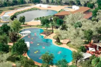 LEGACY PLAN: A render of the Birkdale whitewater rafting facility and public swimming lagoon. Photo: Redland City Council