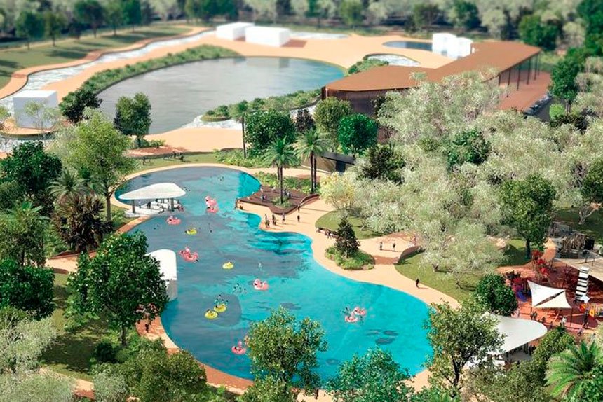 LEGACY PLAN: A render of the Birkdale whitewater rafting facility and public swimming lagoon. Photo: Redland City Council