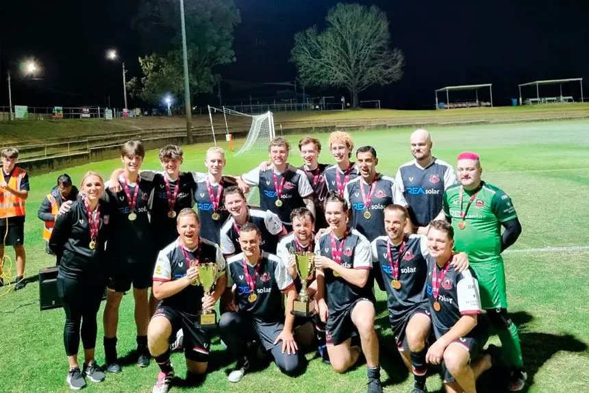 WINNING FEELING: The Redland City Metro Men’s division seven side clinched a 5-1 win in the grand final against Rochedale Rovers.