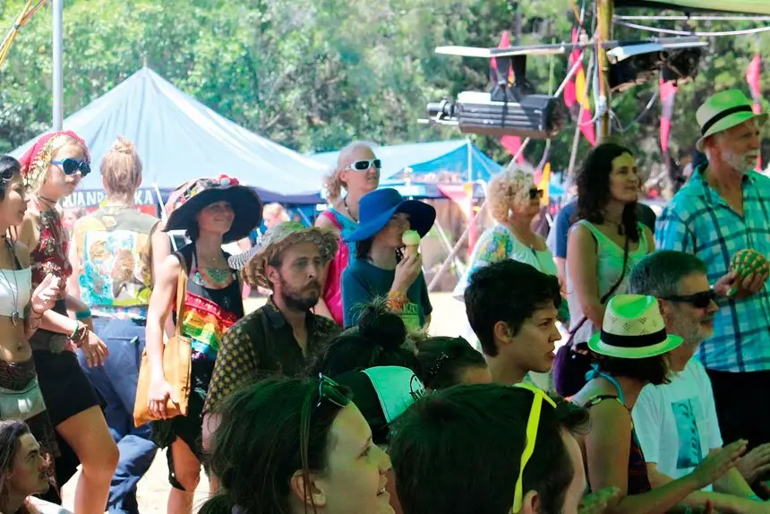 COLOURFUL EVENT: Crowds enjoy the music at a previous Island Vibe Festival on North Stradbroke Island.