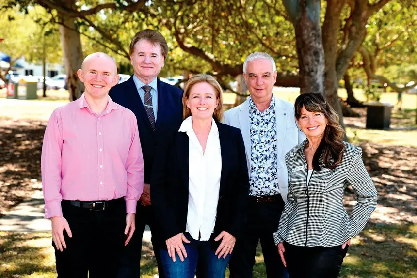 ELECTION BID: Jos Mitchell (centre) has formed the Leading Change team with Jasper Every, Lance Hewlett, Brian McDonald and Adelia Berridge.