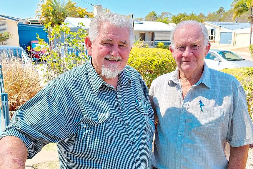 HERE TO HELP: Roger Marshall with QMHOA committee member, Noel Wright, spoke about their group at the Redbank Palms Expo recently.