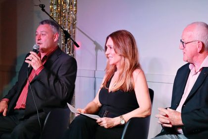 ISLAND SUPPORT: Q&A time with Brant Webb, Tottie Goldsmith and Kevin Hughes during a charity event at Club Macleay.