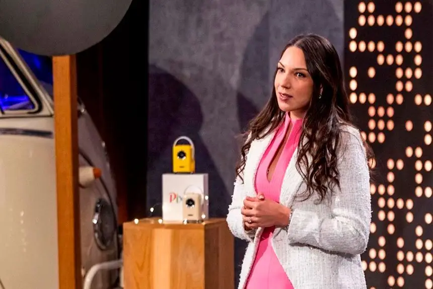 ON THE BOX: Redland Bay mum Poppy Hepburn appears on Channel 10 television show Shark Tank where she spoke about her product Pixxie Projectors.