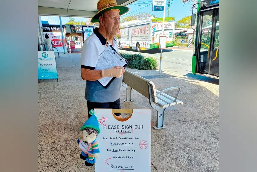 TRAFFIC CALMING: Resident Ray Farr wants a crossing installed on Broadwater Terrace, Redland Bay.