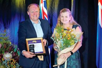 COMMUNITY CHAMPION: Craig Luxton and mayor Karen Williams at the 2023 Redlands Coast Australia Day awards. Photo: Redland City Council