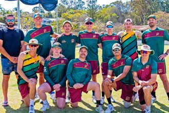 GAME ON: The Redlands Tigers first grade team before their clash with Gold Coast.