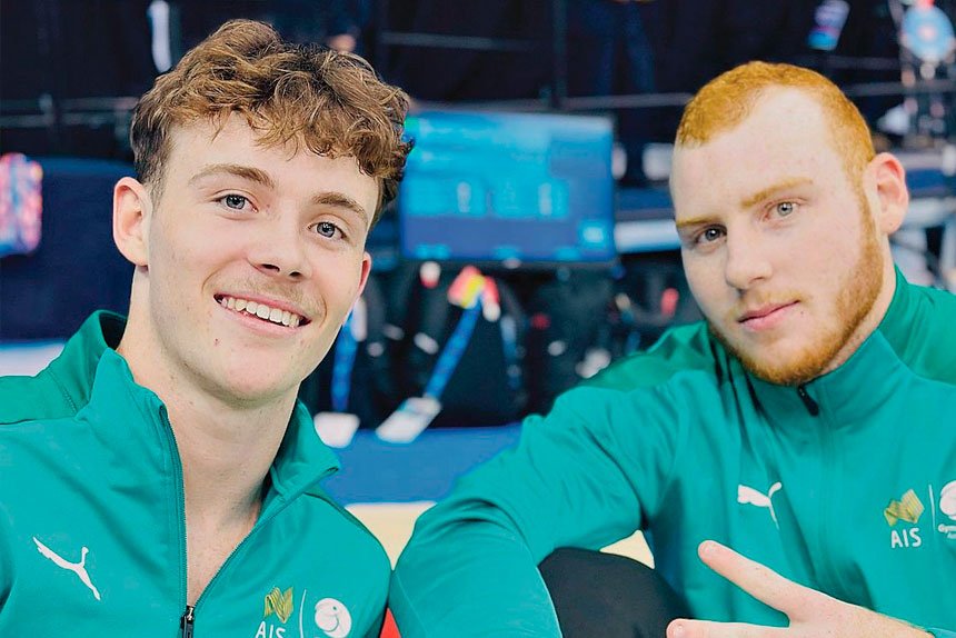 Harrison Lee and synchro partner Samuel Durkin won a silver medal at the World Age Trampoline Gymnastics Championships.