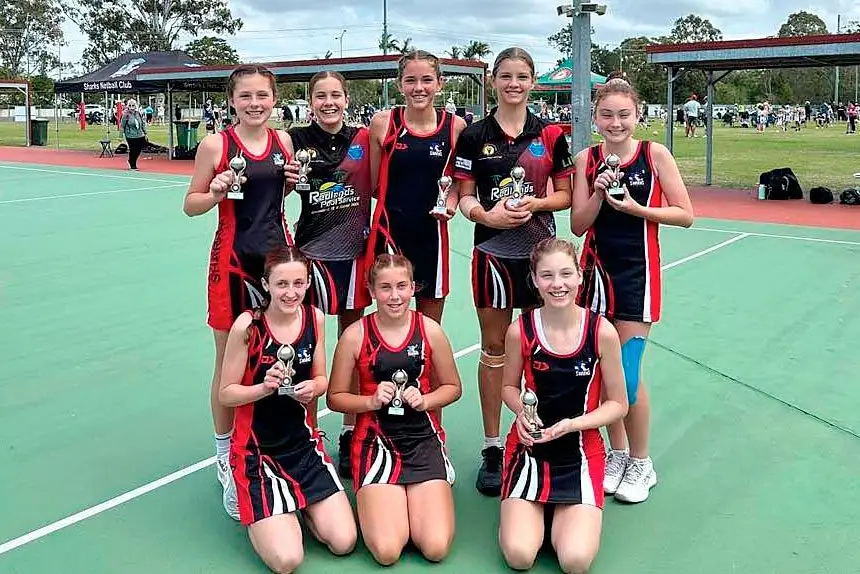 Sharks Netball Club celebrate a successful 2023 season.