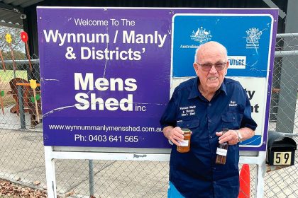 Wynnum Men’s Shed member Ron proudly displays his ‘famous’ sauce and relish.