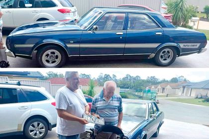Cedric Macinnes and Mark Trembath view the P76 restored to its former glory.
