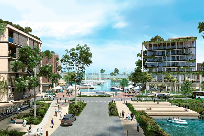 Artist’s impression of proposed Toondah Harbour development.