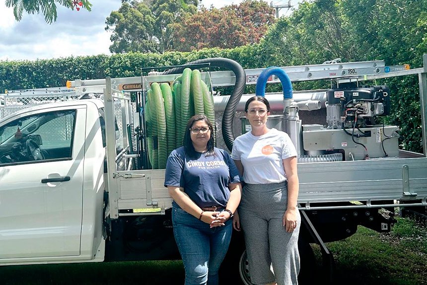 Mayoral candidate Cindy Corrie with Melissa Millar form Women of Trades.