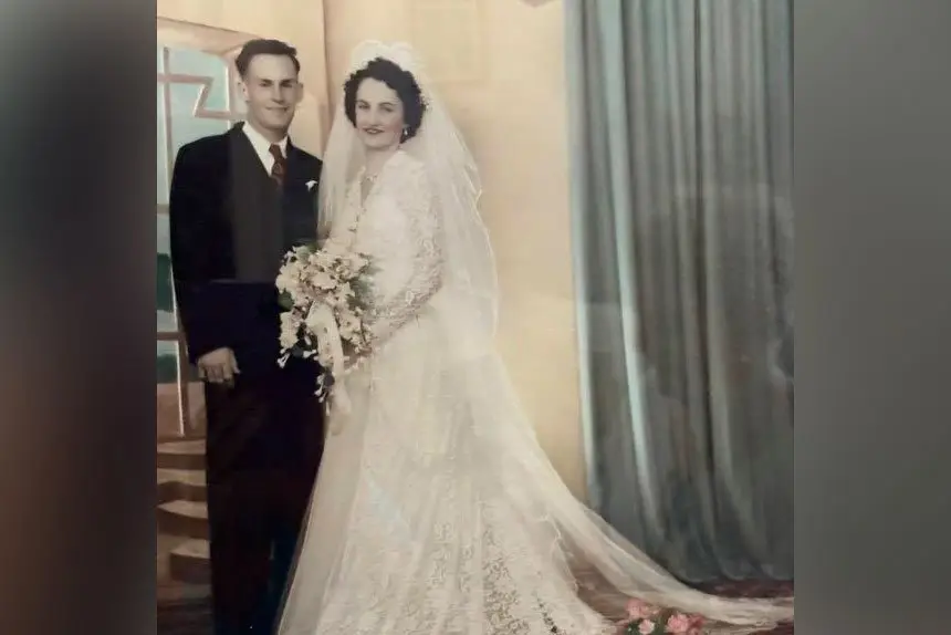 EVERLASTING: Ken & Mavis Bahr on their wedding day 70 years ago.