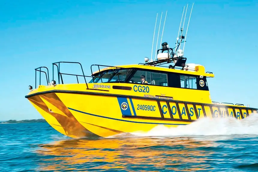One of the Brisbane Coast Guards rescue vessels in action. Photo: courtesy of Coast Guard