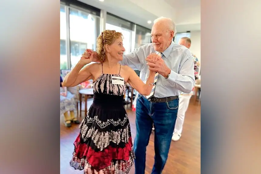 Sonya Graham and Herb Shapcott on the dancefloor.