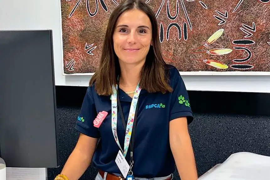 RSPCA volunteer Camille completing RSPCA admin work.