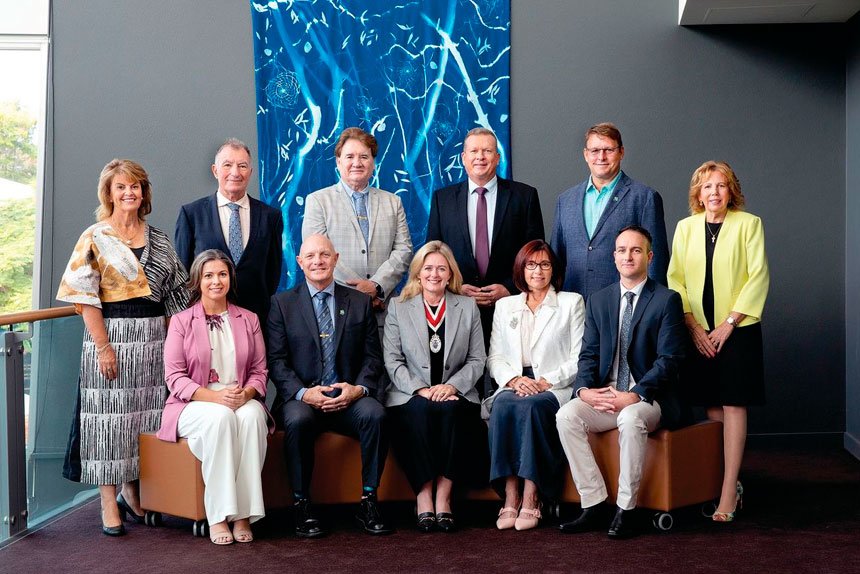 Redland City Council for 2024, Mayor Jos Mitchell and Councillors Rowanne McKenzie, Peter Mitchell, Julie Talty, Jason Colley, Wendy Boglary, Shane Rendalls, Lance Hewlett, Paul Golle, Paul Bishop and Tracey Huges.