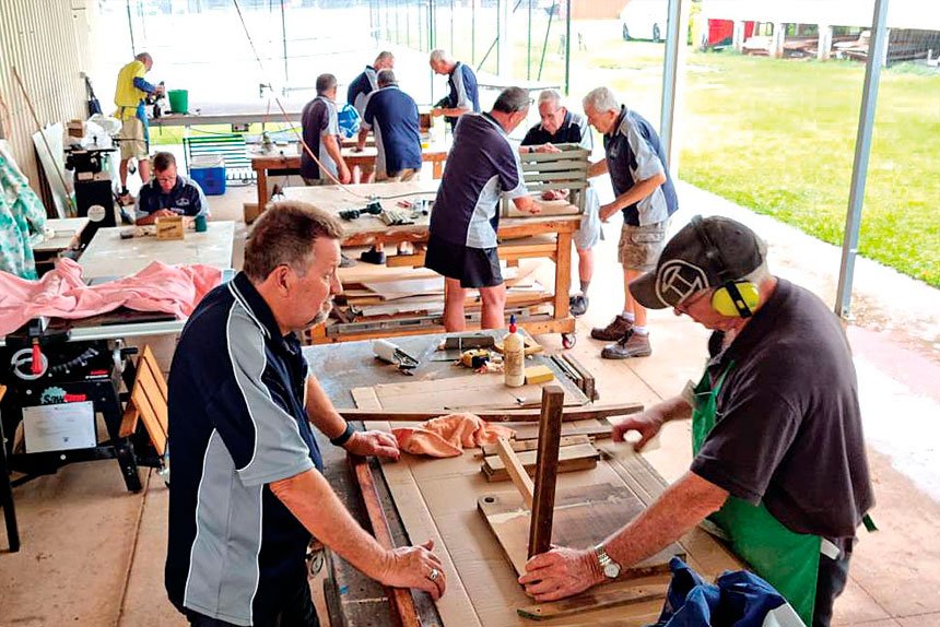 CATCHING UP: Men’s Shed gatherings provide an opportunity to share any concerns.