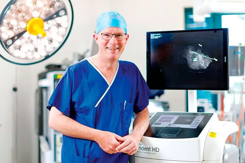 Mater Private Hospital Redland breast and endocrine surgeon Jason Lambley with the Faxitron Trident HD.