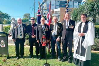 The Redlands RSL board members gather for the 80th anniversary of the D-Day landing.