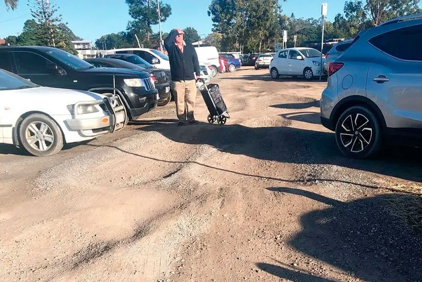 Aside from unwanted tickets, potholes are proving problematic in the carpark.