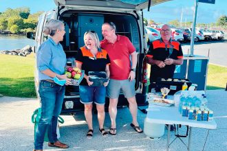 FUN FOOD: With help from Kim Richards, the Night Ninjas provide a bright start to the day.