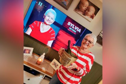 SHE’S NO MUG: Sylvia van der Weyden held her own in a battle of wits with Tom Gleeson.