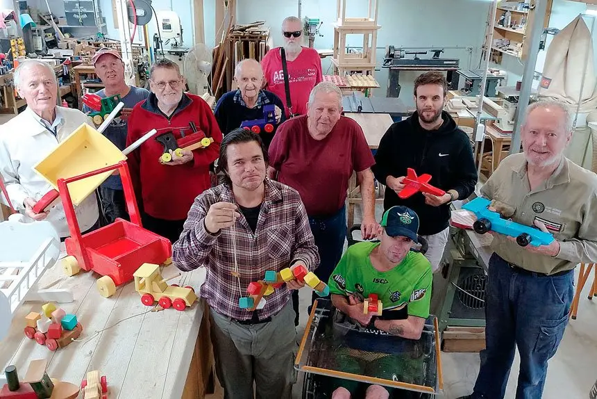 TOYS ARE US: The volunteers of Mud Flat Toys produce quality timber toys all year round to be donated to underprivileged families.