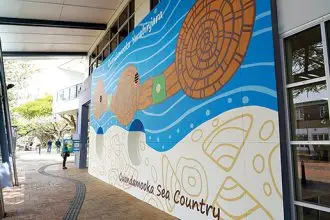 WOVEN STORIES: Mother-daughter duo Sandra and Shara Delaney created the artwork Quandamookajen Yarabinjar, located at Cleveland Library.