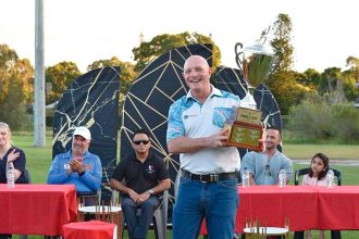 Cr Peter Mitchell at Redlands Royals cricket’s “softball invitational” competition this year.