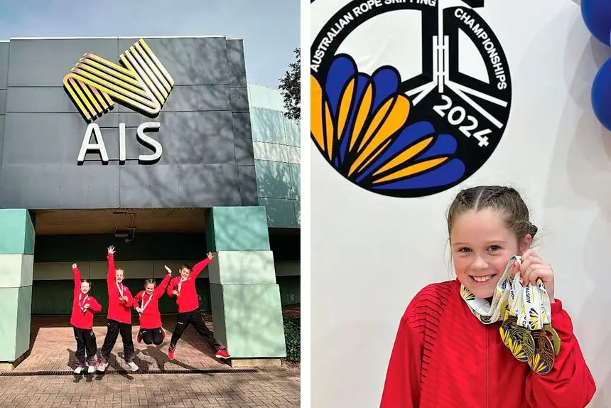 Mae Yates has brought home seven medals, including five gold, from the Australian rope skipping championships in Canberra. Photo: Melissa Gibson